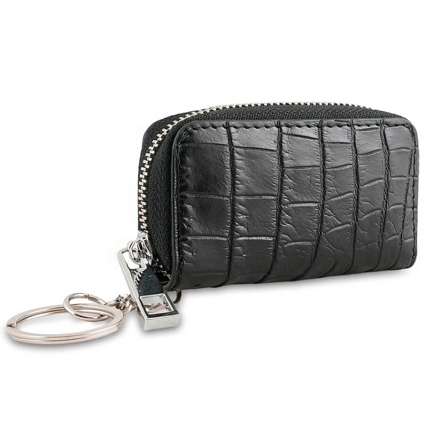 Изображение товара EXOTIC LEATHER GENUINE PREMIUM ACCESSORIES Кожаный брелок "крокодиловый чехольчик" на молнии, Черный
