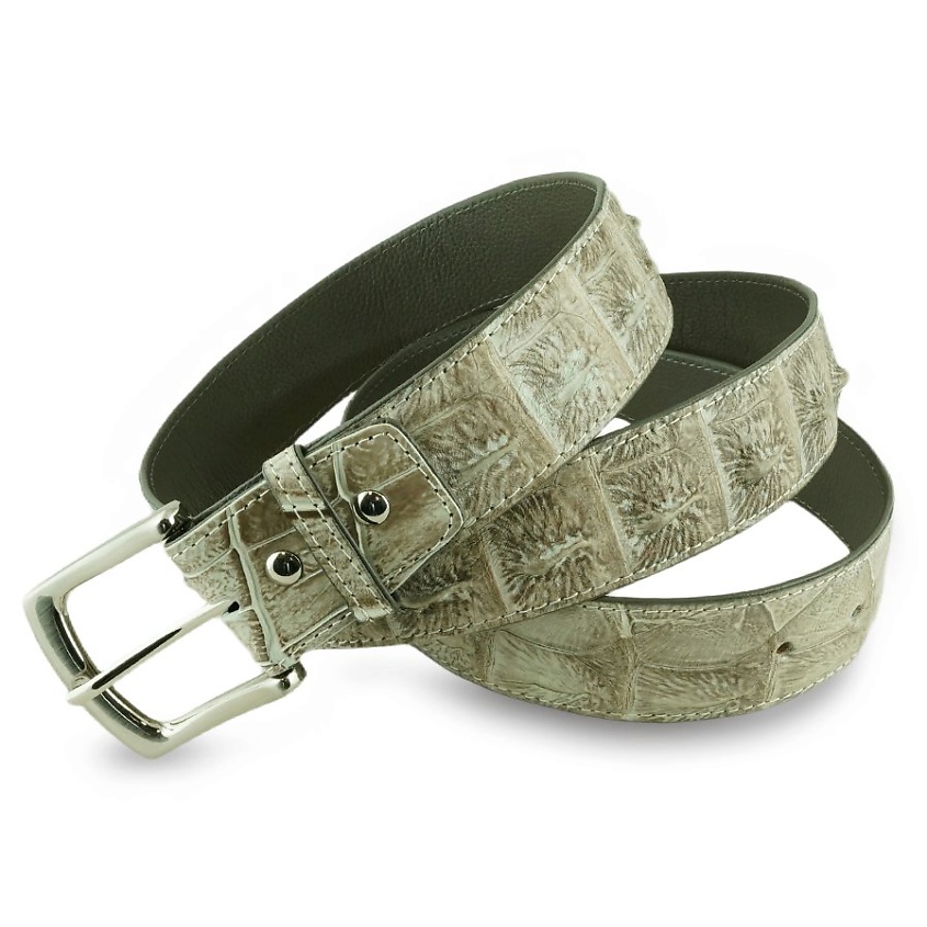 Изображение товара EXOTIC LEATHER GENUINE PREMIUM ACCESSORIES Мужской ремень из крокодиловой кожи, цвет: Хаки, размер: 120х3,8 см