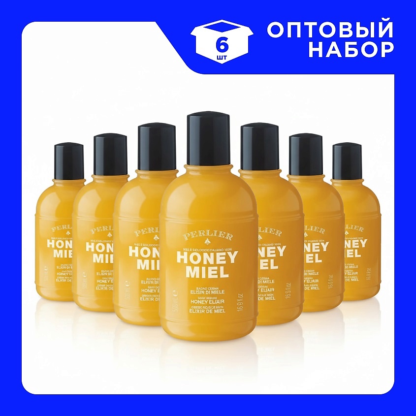 Изображение товара PERLIER Набор Медовых гель-кремов для ванны и душа Honey Miel, 6 шт х 500 мл