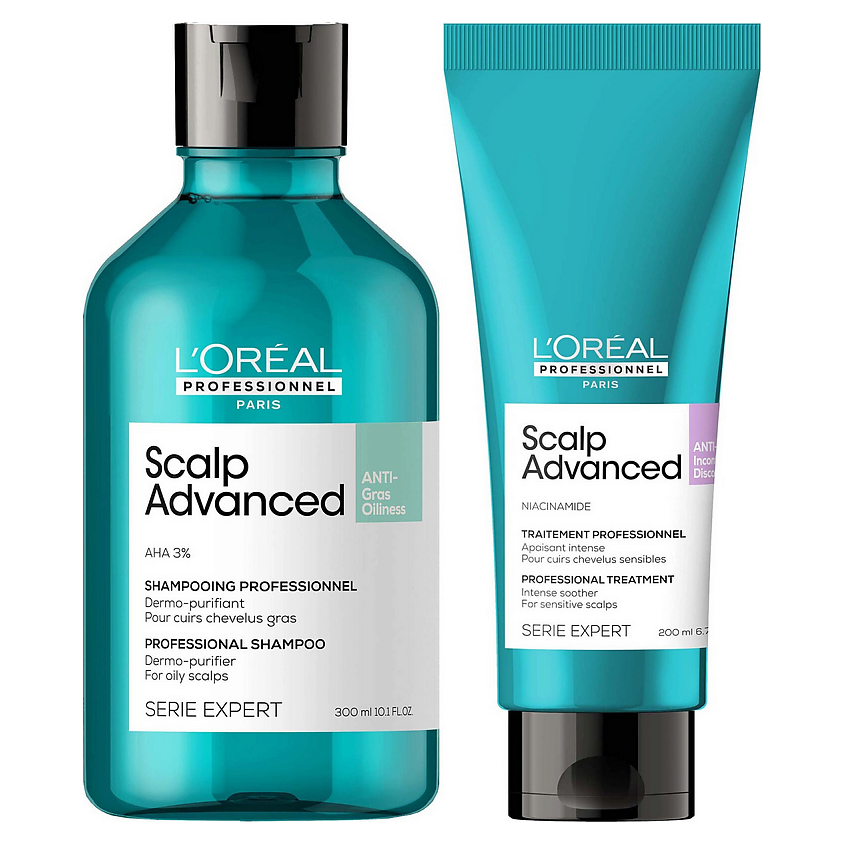 Изображение товара L'OREAL PROFESSIONNEL Набор для жирной кожи головы L'Oreal Professionnel Scalp Advanced, 300 мл + 200 мл