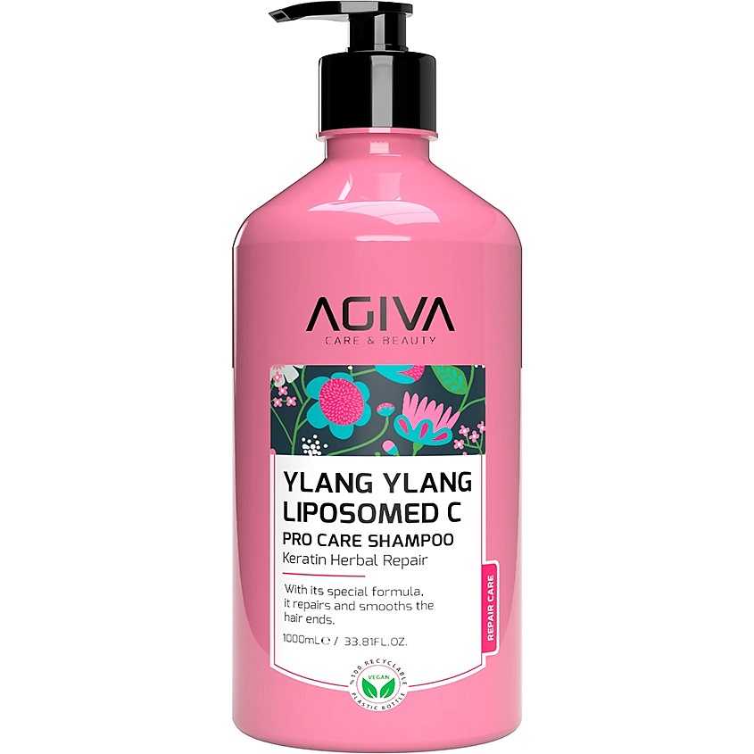 Изображение товара АГИВА BEAUTY Шампунь Ylang Ylang Lipozom C Pro Care 1000 мл для восстановления и защиты волос