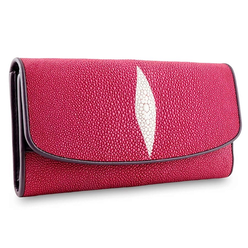 Изображение товара EXOTIC LEATHER GENUINE PREMIUM ACCESSORIES Эксклюзивный женский кошелек из кожи ската лилового цвета, Малиновый