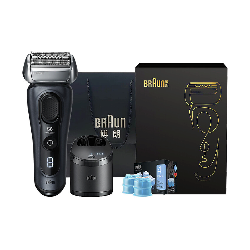 Изображение товара BRAUN Электробритва Series 8 8553CC + 4 чистящих картриджа, Цвет: Черный