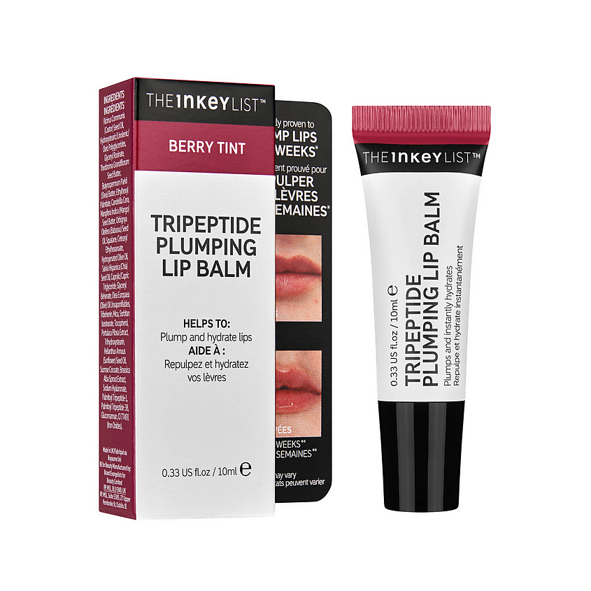 Изображение товара THE INKEY LIST Оттеночный бальзам для губ Tripeptide Plumping Lip Balm, Berry