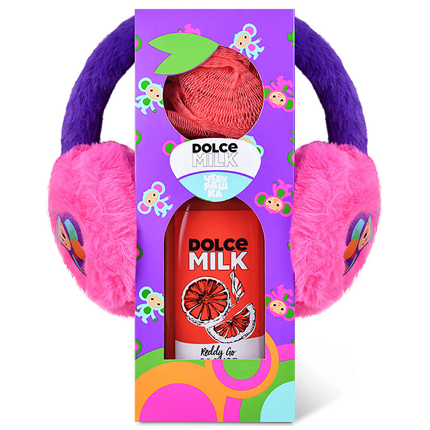 Изображение товара DOLCE MILK Набор 298 с плюшевыми наушниками Чебурашка, 460 мл + 2 шт