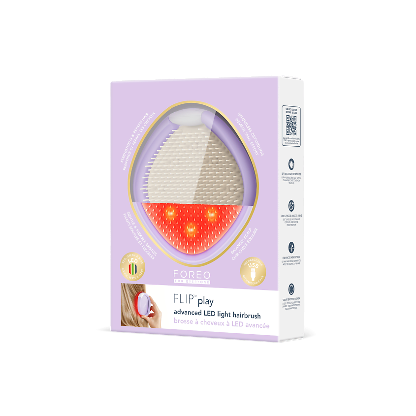 Изображение товара Шве́дская щетка FOREO FLIP Play Advanced LED 3-в-1 для волос