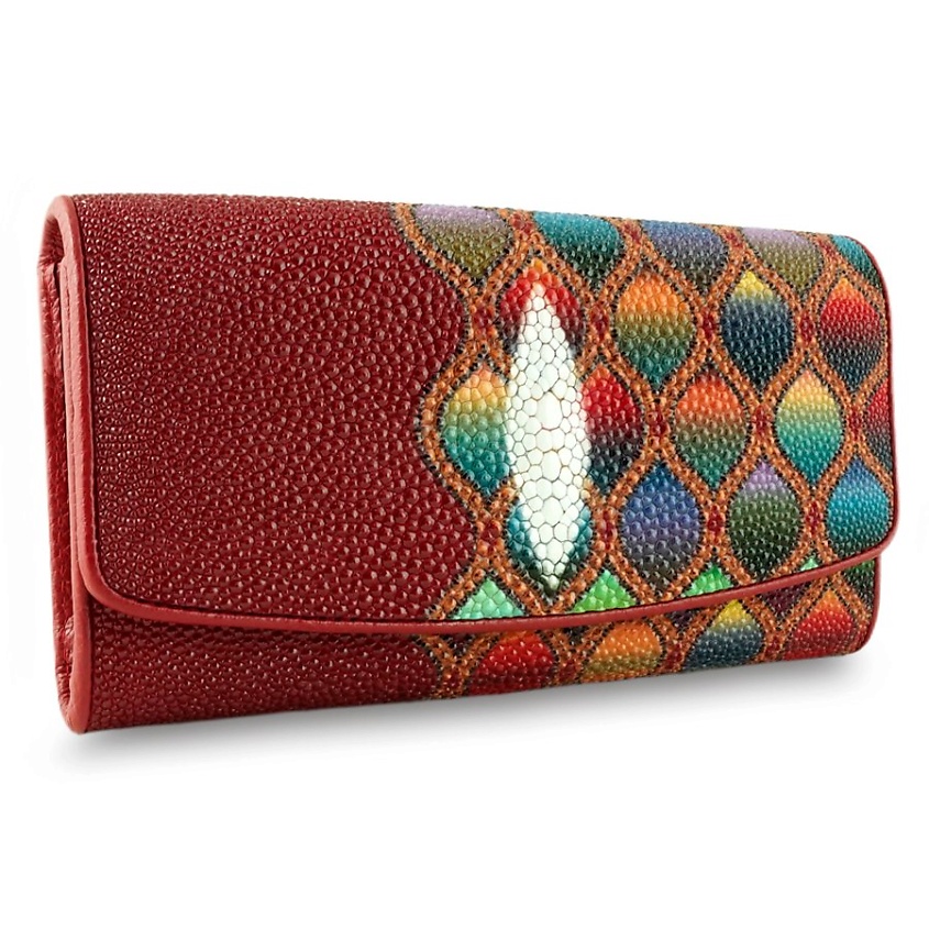 Изображение товара EXOTIC LEATHER GENUINE PREMIUM ACCESSORIES Портмоне с рисунком из кожи ската, Мультиколор