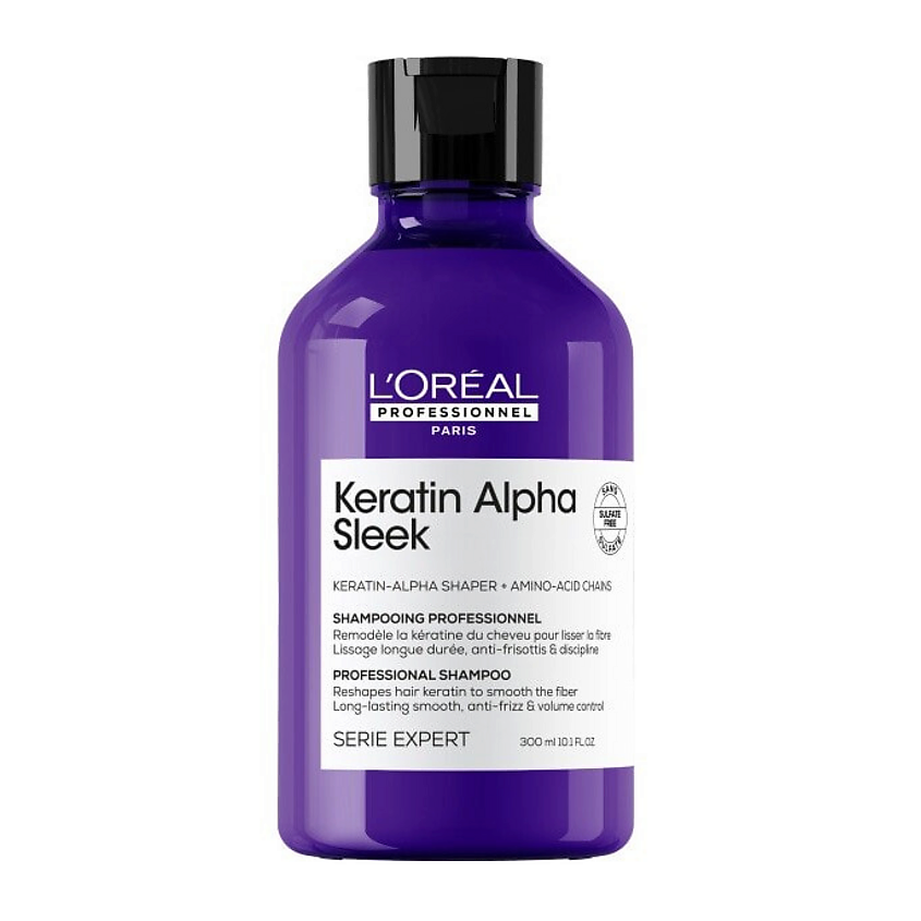 Изображение товара L'OREAL PROFESSIONNEL Дисциплинирующий шампунь L'Oreal Professionnel Keratin Alpha Sleek, 300 мл
