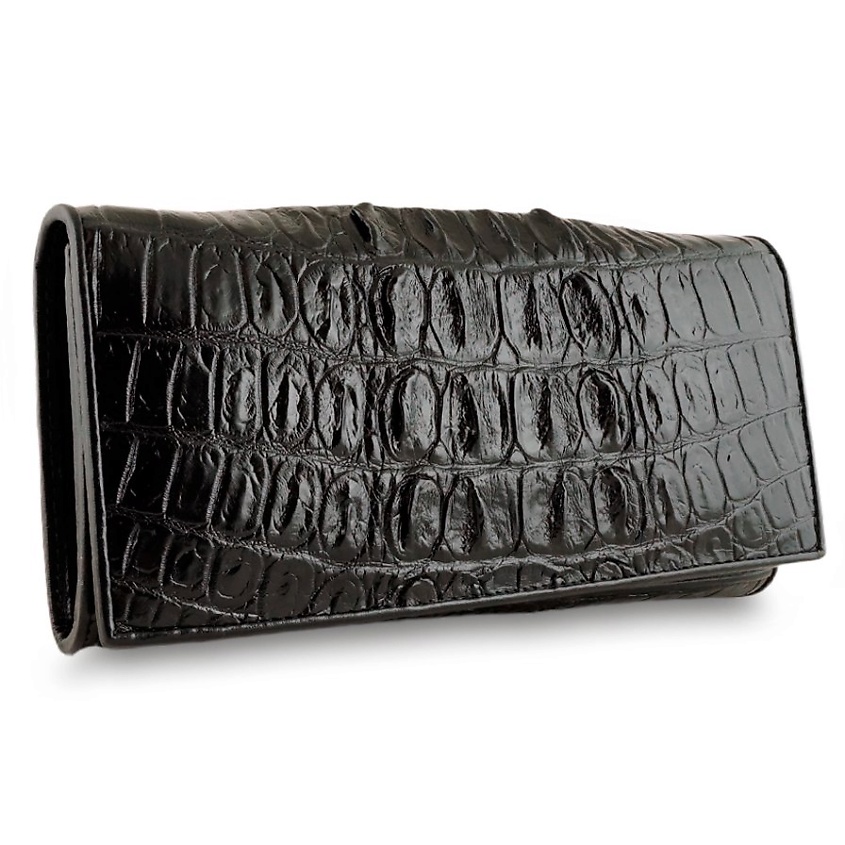 Изображение товара EXOTIC LEATHER GENUINE PREMIUM ACCESSORIES Женский бумажник с монетницей из кожи крокодила, Черный