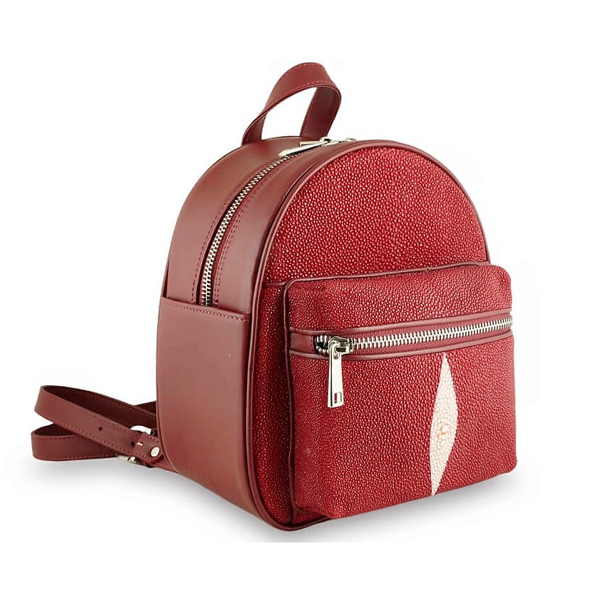 Изображение товара EXOTIC LEATHER GENUINE PREMIUM ACCESSORIES Красный рюкзак из настоящей кожи морского ската, цвет: Красный, размер: 22х18,5х15 см