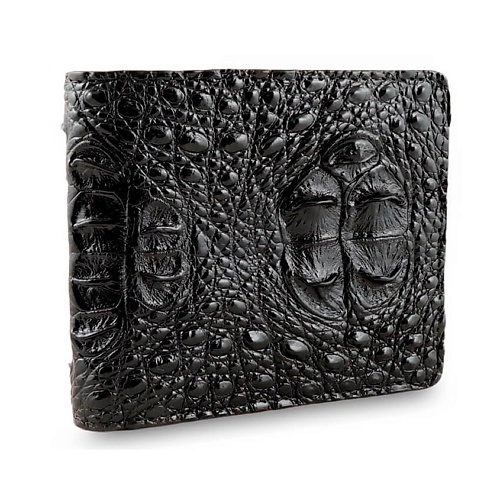 

EXOTIC LEATHER GENUINE PREMIUM ACCESSORIES Черный кошелек из натуральной кожи с загривком крокодила, Черный кошелек из натуральной кожи с загривком крокодила