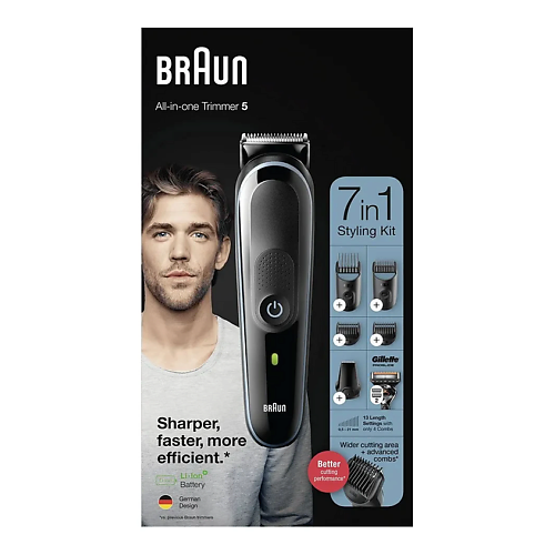 

BRAUN Триммер универсальный MGK5345 7 в 1 + Бритва Gillette, Триммер универсальный MGK5345 7 в 1 + Бритва Gillette