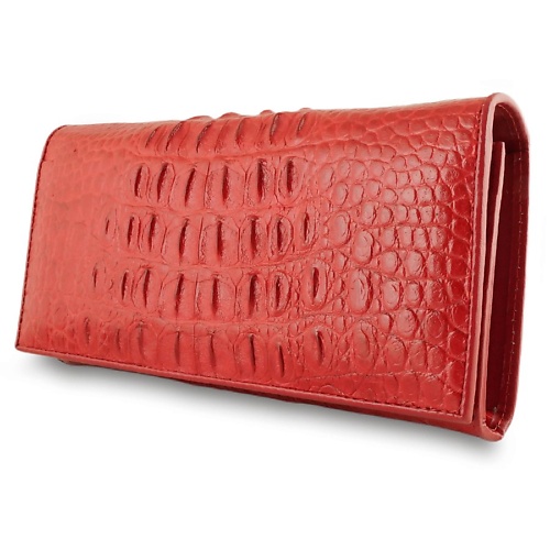 

EXOTIC LEATHER GENUINE PREMIUM ACCESSORIES Красное женское портмоне с монетницей из кожи крокодила, Красное женское портмоне с монетницей из кожи крокодила