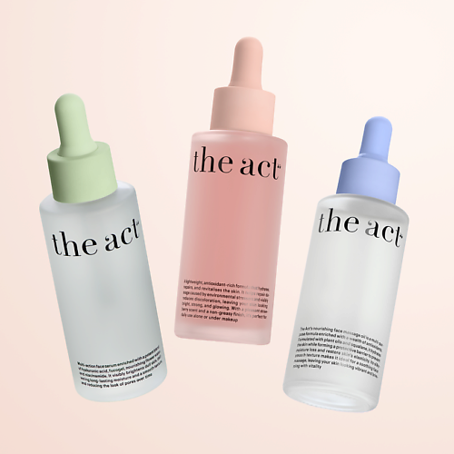 

THE ACT Набор сывороток сияние + увлажнение + масло для лица 3, Набор сывороток сияние + увлажнение + масло для лица