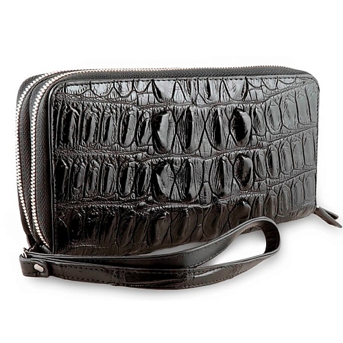 

EXOTIC LEATHER GENUINE PREMIUM ACCESSORIES Фактурный клатч с 2-мя молниями из хвоста крокодила, Фактурный клатч с 2-мя молниями из хвоста крокодила
