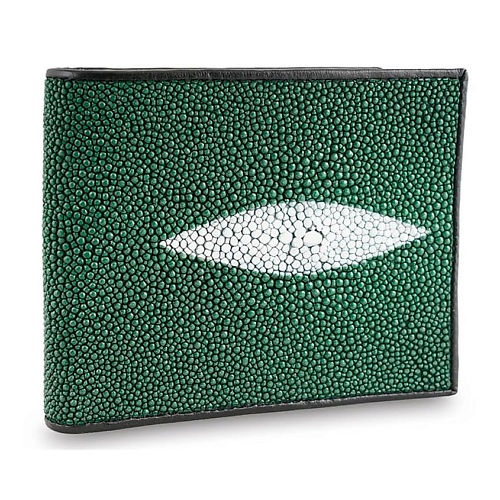 Кошелек EXOTIC LEATHER GENUINE PREMIUM ACCESSORIES Зеленый мужской кошелек из настоящей кожи морского ската
