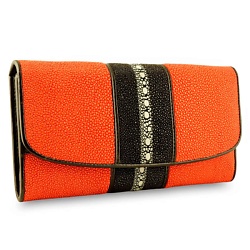 Необычное женское портмоне из кожи ската Exotic Orange