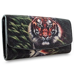 Кошелек с тигром из кожи ската