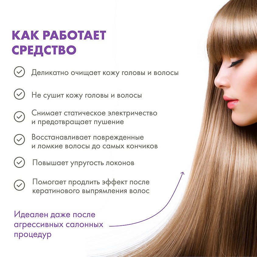 ICE BY NATURA SIBERICA Кератиновый шампунь для повреждённых волос Keratin Injection Shampoo – фото 6