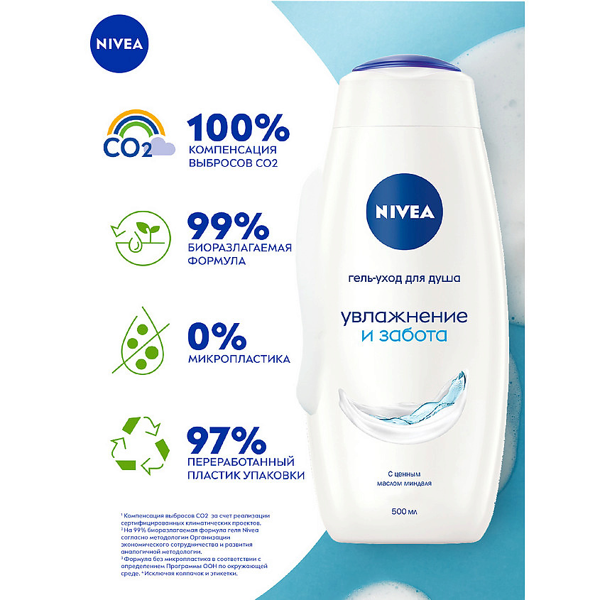 NIVEA Гель-уход для душа Увлажнение и забота – фото 3