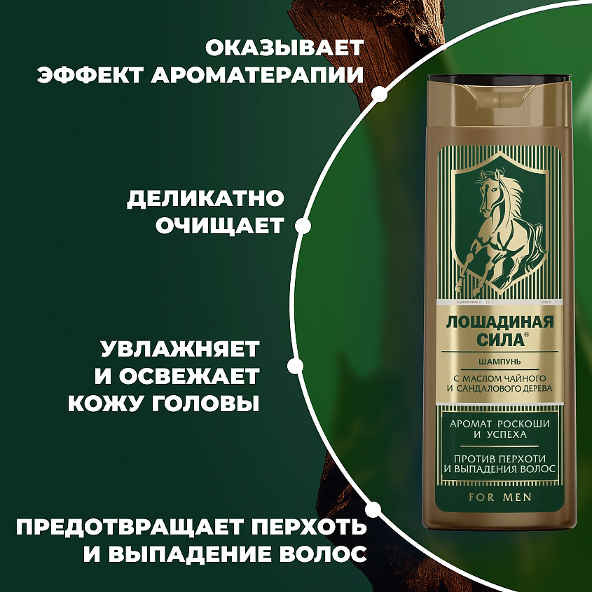 ЛОШАДИНАЯ СИЛА Шампунь мужской для волос с маслом сандалового дерева, против перхоти и выпадения волос For Men – фото 3