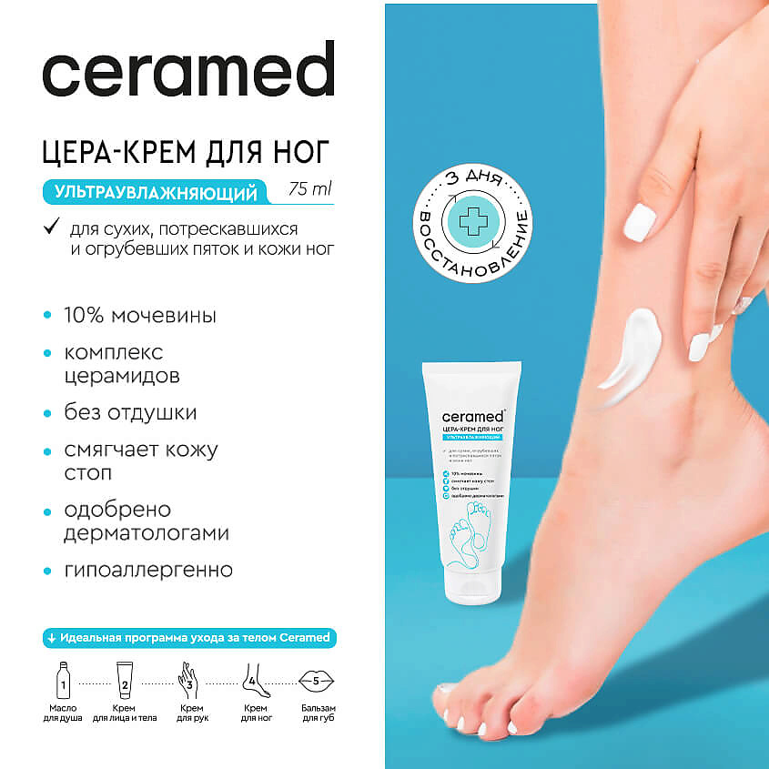 CERAMED Цера-крем тройного действия для ног ультраувлажняющий Cera Cream – фото 5