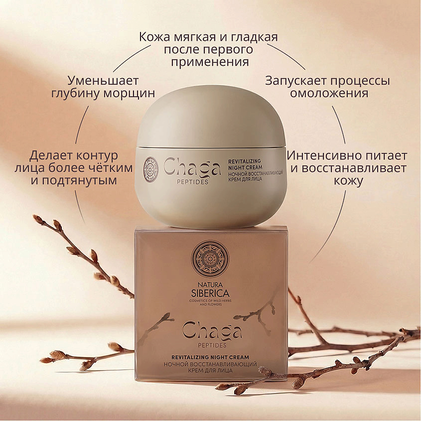 NATURA SIBERICA Ночной восстанавливающий крем для лица Chaga Peptides – фото 3