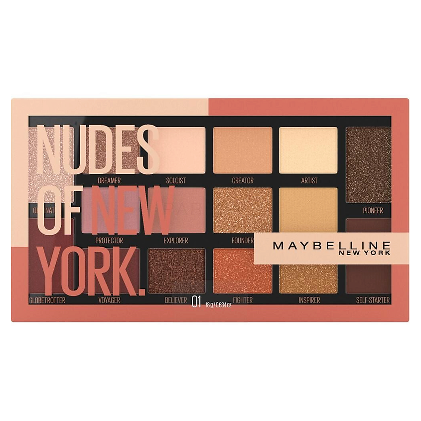 Изображение товара MAYBELLINE Палетка теней для век Nudes Of New York, 16 оттенков