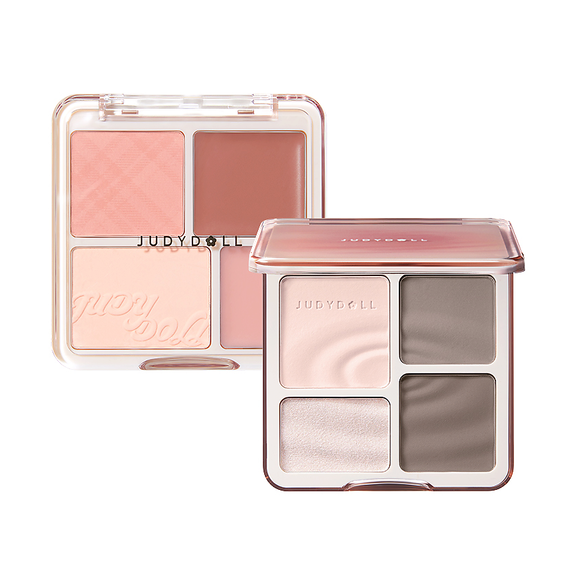 Изображение товара JUDYDOLL Набор: Хайлайтер 2 IN 1 Highlighter Contour Palette + Румяна 2 in 1 Blush Highlight Palette, 01 Wave Shadow Palette + 04 Sunbath