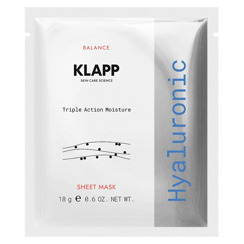 Изображение товара KLAPP COSMETICS Тканевая маска с гиалуроновой кислотой Hyaluronic Triple Action, 3x20 мл