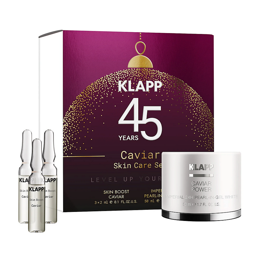 Изображение товара KLAPP COSMETICS Набор для лифтинга и сияния кожи с икрой Caviar Skin Care, 50 мл + 3 x 2 мл Изображение товара KLAPP COSMETICS Набор для лифтинга и сияния кожи с икрой Caviar Skin Care, 50 мл + 3 x 2 мл
