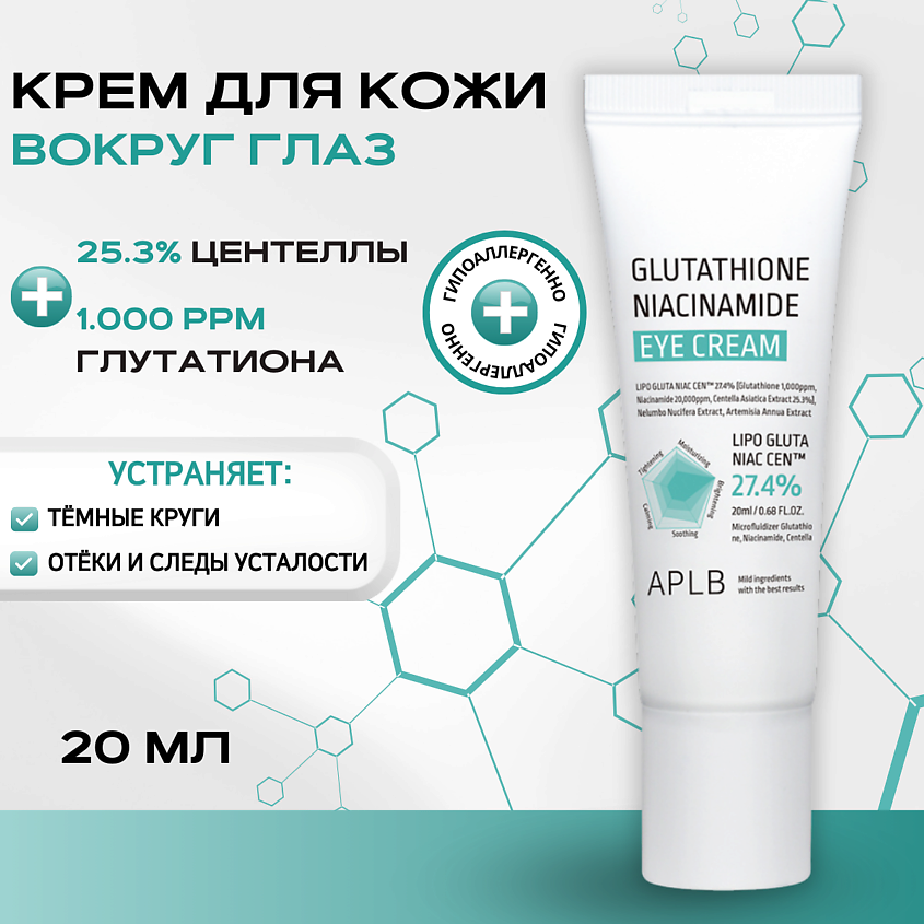 Изображение товара Крем для кожи вокруг глаз с глутатионом и ниацинамидом - сыворотка для освежения и омоложения Изображение товара Крем для кожи вокруг глаз с глутатионом и ниацинамидом - сыворотка для освежения и омоложения