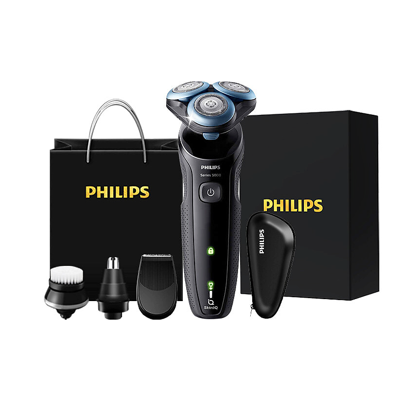 Изображение товара PHILIPS Электробритва Series 5000 S5066 + Чехол + Насадка-триммер, Цвет: Черный