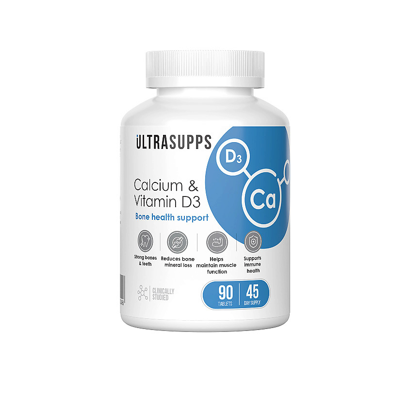 Изображение товара ULTRASUPPS Кальций и Витамин Д3 Calcium & Vitamin D3, 90 таблеток
