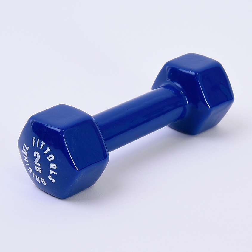 Изображение товара Гантель виниловая 2 кг ORIGINAL FITTOOLS синяя для фитнеса и аэробики