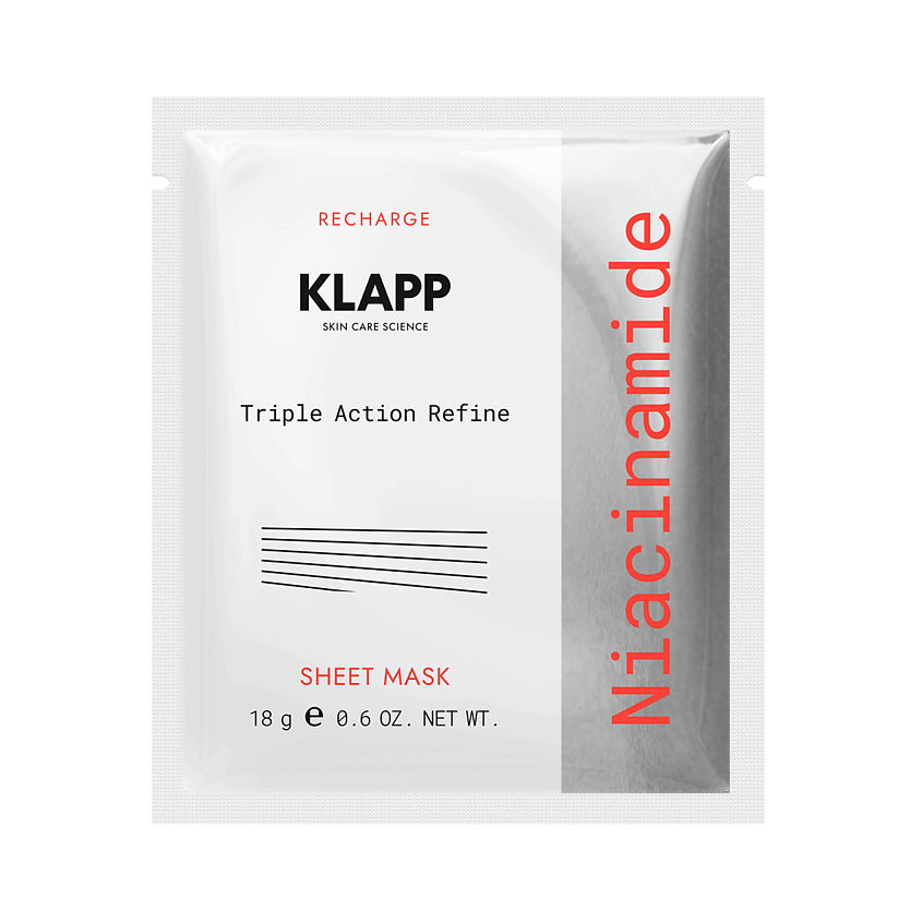 Изображение товара KLAPP COSMETICS Выравнивающая тканевая маска с ниацинамидом Niacinamide Triple Action, 18 г