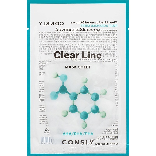 Маска для лица CONSLY Выравнивающая тканевая маска с фруктовыми кислотами Clear Line Mask Sheet