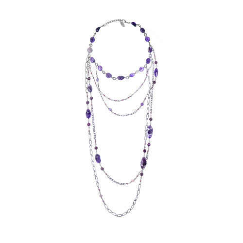 

LANZEROTTI Колье Iris, с аметистом, агатом и лепидолитом, Колье Iris, с аметистом, агатом и лепидолитом