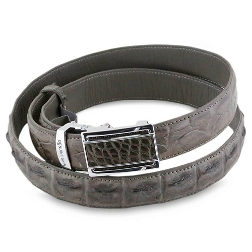 

EXOTIC LEATHER GENUINE PREMIUM ACCESSORIES Стильный ремень из фактурной кожи крокодила Taupe Green, Стильный ремень из фактурной кожи крокодила Taupe Green