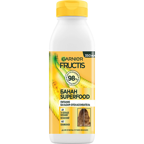 Бальзам для волос FRUCTIS Бальзам-ополаскиватель, Superfood Банан, Питание для очень сухих волос