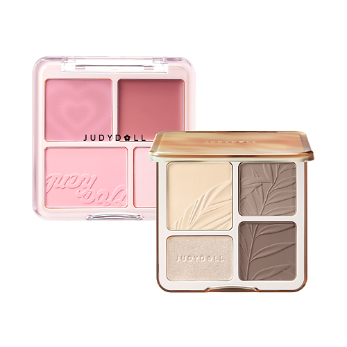 Набор средств для лица JUDYDOLL Набор: Хайлайтер 2 IN 1 Highlighter Contour Palette + Румяна 2 in 1 Blush Highlight Palette