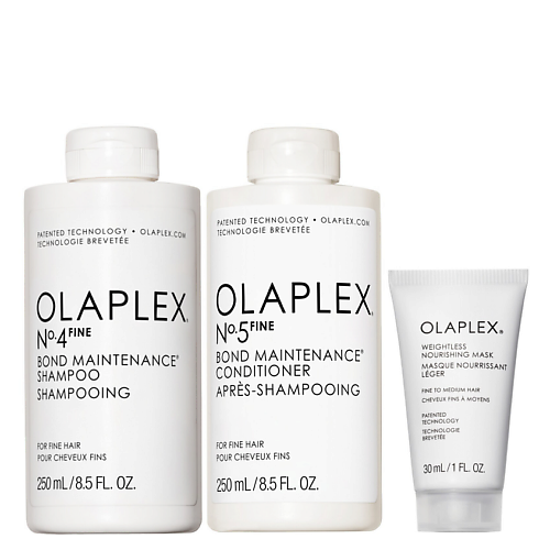 Набор для ухода за волосами OLAPLEX Набор для тонких волос Olaplex: No.4 Fine, No.5 Fine, Weightless Mask