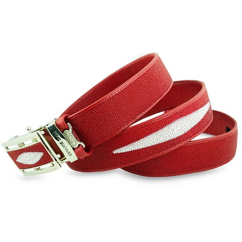 Ремень EXOTIC LEATHER GENUINE PREMIUM ACCESSORIES Интересный красный ремень из кожи ската 3 ската