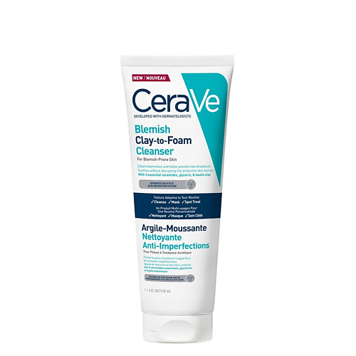 Гель для умывания CERAVE Очищающий гель для проблемной кожи Blemish Clay To Foam