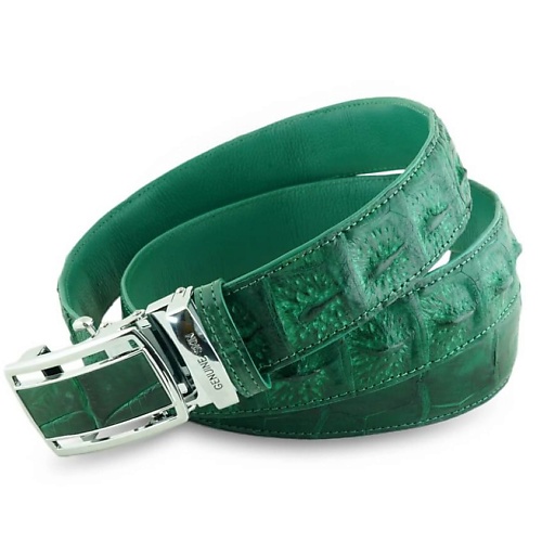 Ремень EXOTIC LEATHER GENUINE PREMIUM ACCESSORIES Стильный зеленый ремень из настоящей кожи крокодила