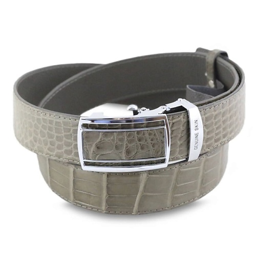 Ремень EXOTIC LEATHER GENUINE PREMIUM ACCESSORIES Ремень из гладкой кожи с брюха крокодила Taupe Green