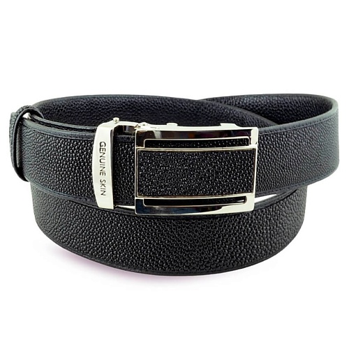 Ремень EXOTIC LEATHER GENUINE PREMIUM ACCESSORIES Полностью черный ремень из кожи ската без белых глазков