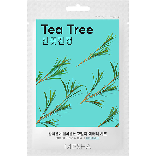 Маска для лица MISSHA Маска тканевая Airy Fit успокаивающая с экстрактом чайного дерева для чувствительной кожи