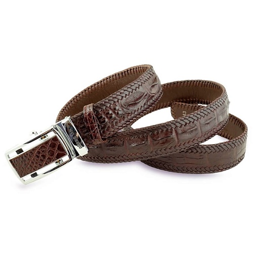 Ремень EXOTIC LEATHER GENUINE PREMIUM ACCESSORIES Мужской крокодиловый ремень с оплеткой по краю Siamensis