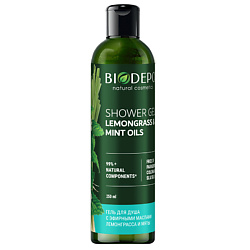 Гель для душа натуральный с эфирными маслами лемонграсса и мяты Lemongrass And Peppermint Essential Oils